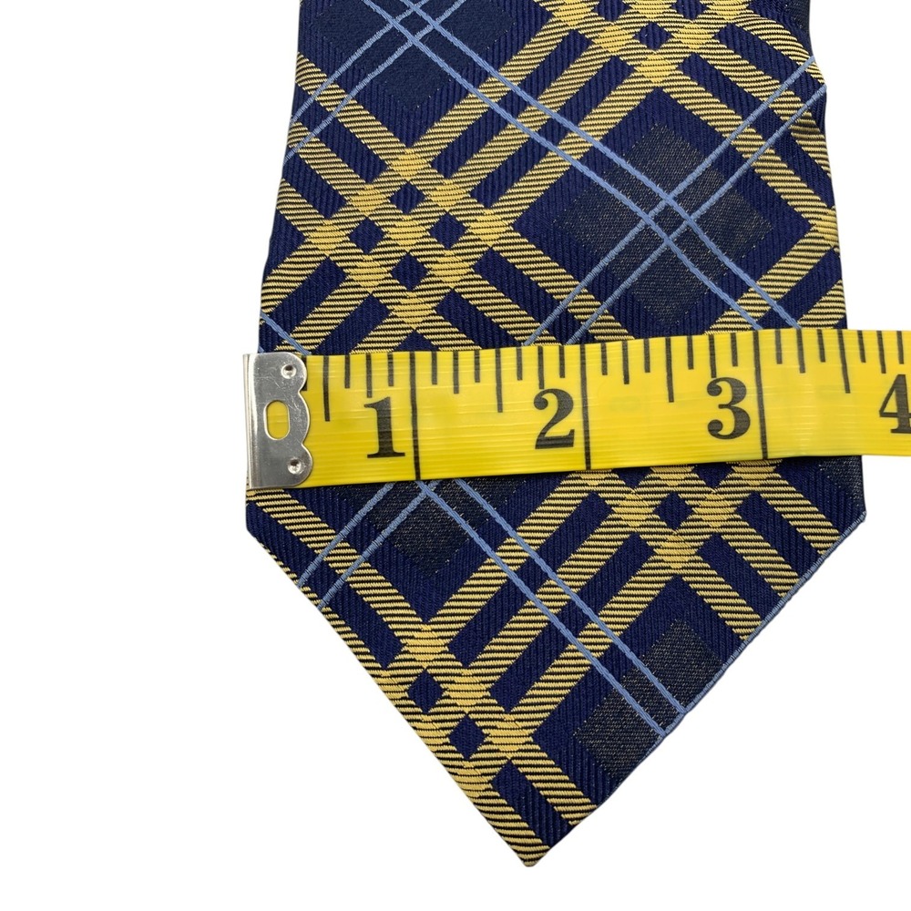 Bundle 2 Tommy Hilfiger‎ Mens Yellow Navy Silk Neckties Striped Plaid 57.5"L - Picture 10 of 11